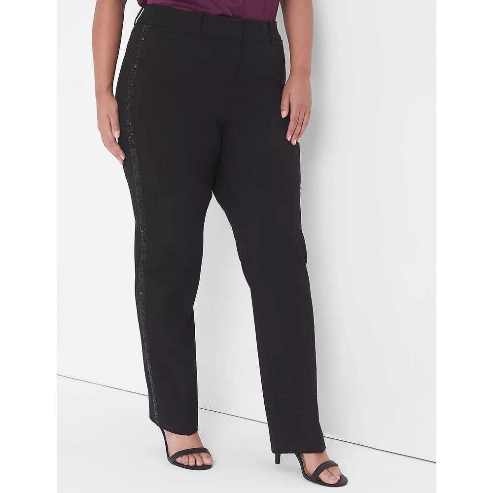 NWT Lane Bryant Perfect Drape Straight Pants Short Mid Rise Sequin Plus Size 24